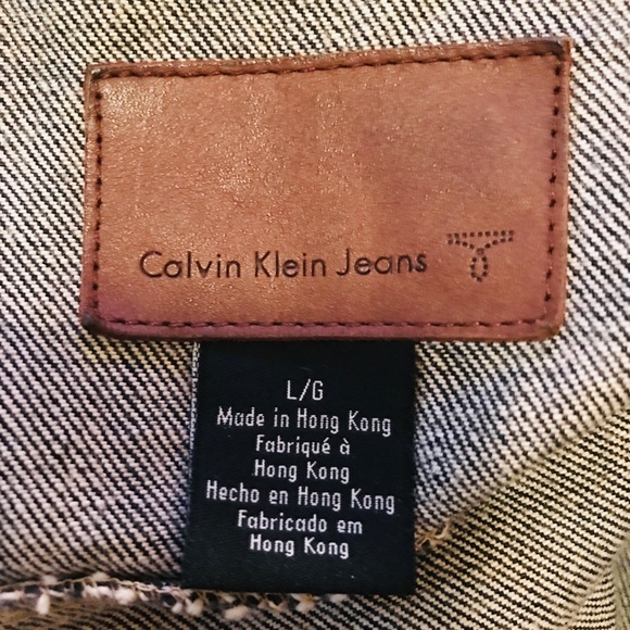 Dark Denim Calvin Klein Jean Jacket Buckle Collar - Picture 7 of 8